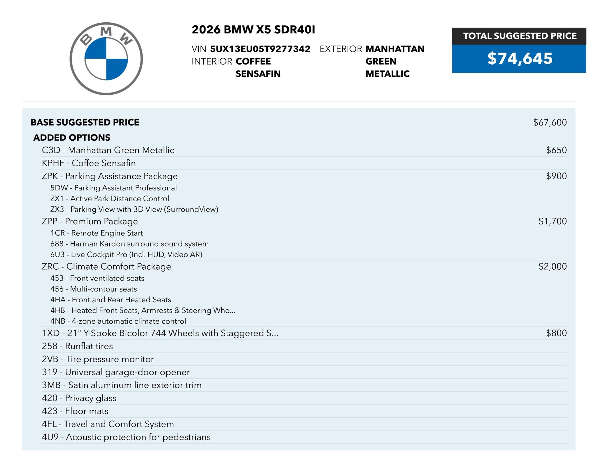 2026 BMW X5 sDrive40i for sale | TxTCharlie