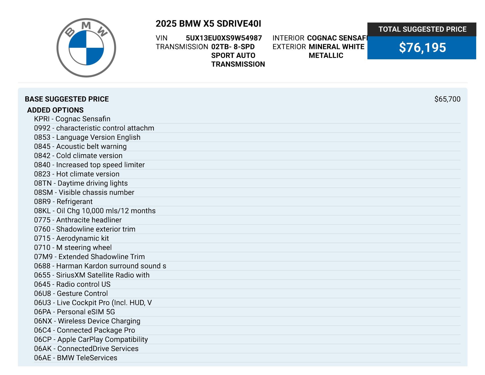 2025 BMW X5 sDrive40i for sale | TxTCharlie