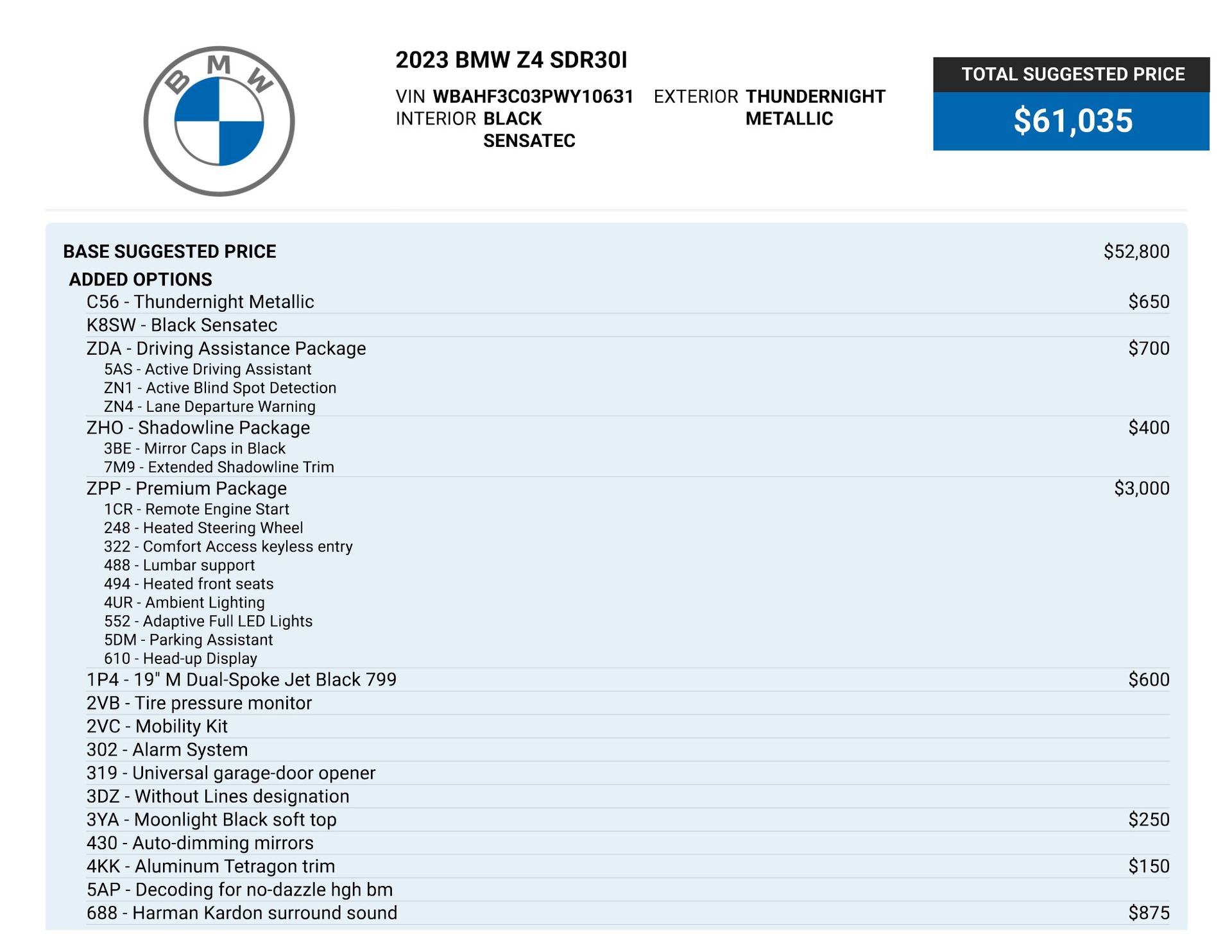 2023 BMW Z4 sDrive30i for sale | TxTCharlie