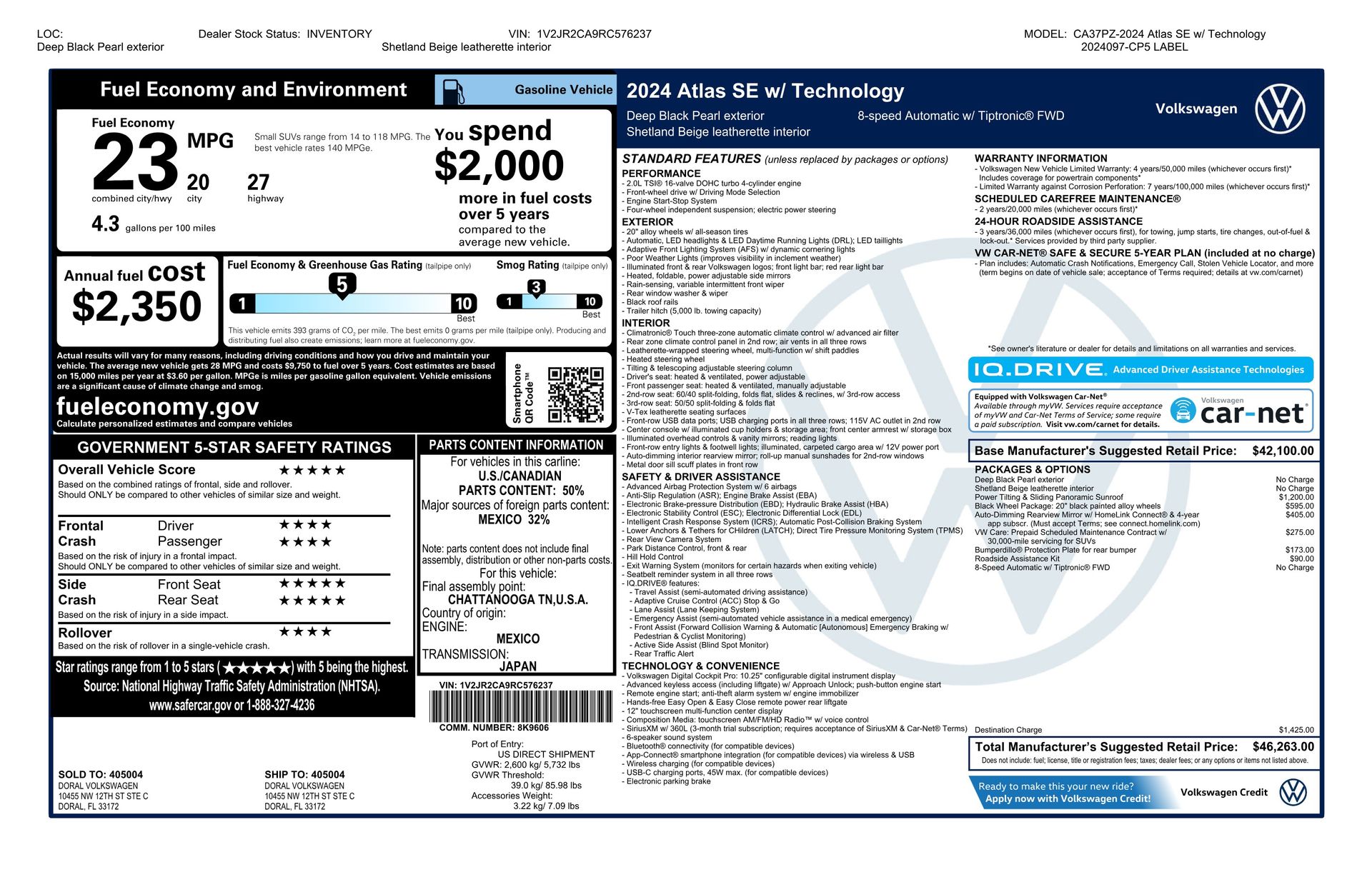 2024 Volkswagen Atlas 2.0T SE w/Technology for sale | TxTCharlie